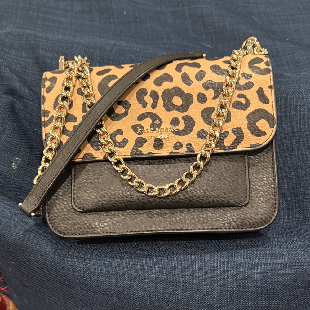 Kate Spade Tan and Black Leopard Crossbody Bag